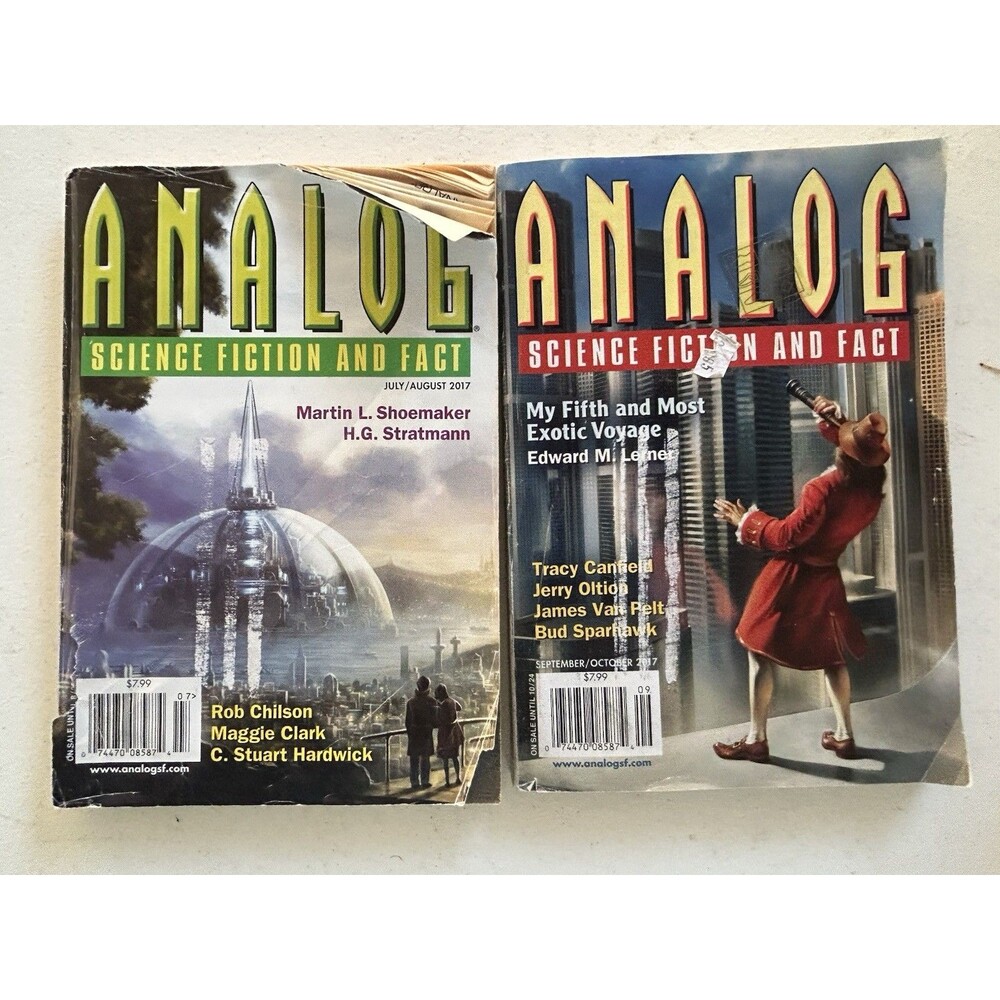 Analog Science Fiction Science Fact Lot of 2 Magazines July-Oct 2017